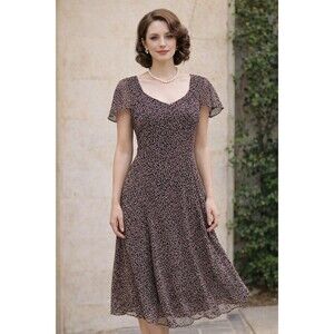 Vintage 90s Talbots 100% Silk Midi Dress Womens 12 Floral Black Pink Lined Korea